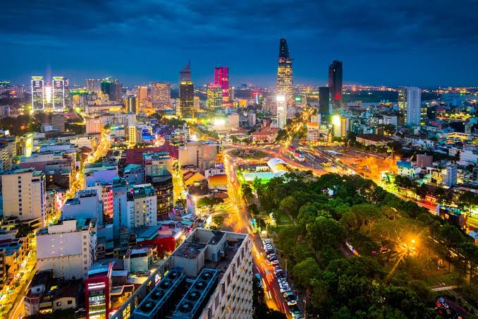 Ho Chi Minh City skyline at night