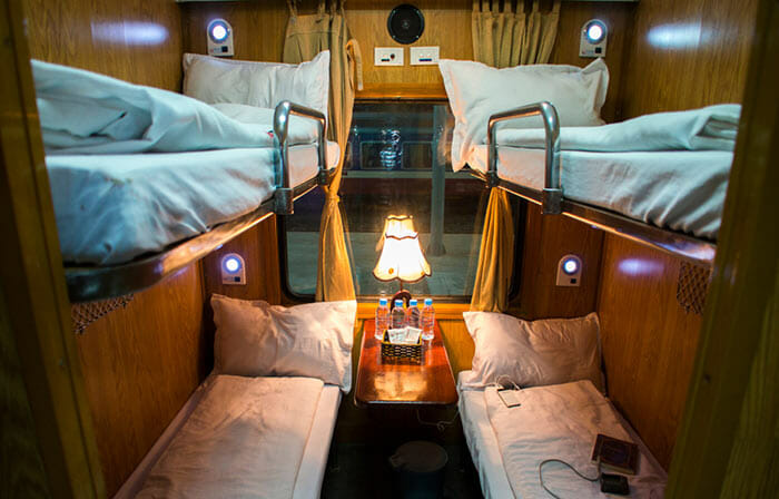 Private berth on the Lotus sleeper train